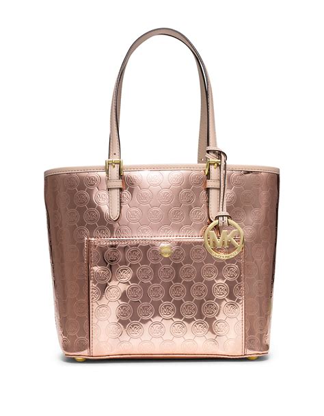 michael kors purse rose gold|michael kors large gold tote.